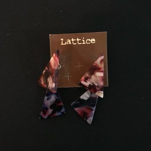 Lattice Floral Triangle Drop Earrings